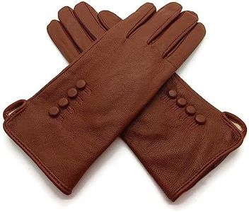 Womens Genuine Soft Leather Gloves Fully Lined Gift Boxed (Tan, Small 6.5")