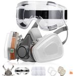 RANKSING Respirator Mask with Filters and Safety Glasses to Against Dust Gases Fumes Asbestos Organic Vapors Chemicals while Painting Spraying Sanding Welding Construct and Work PPE