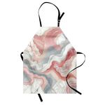 Ambesonne Pink Apron, Cloudy Look Modern Marble Print with Swirling Abstract Lines Pastel Tones, Unisex Kitchen Bib with Adjustable Neck for Cooking Gardening, Adult Size, Dried Rose Blue Grey