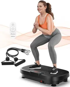 FEIERDUN Vibration Plate, Whole Body Vibration Plate Exercise Machine for Lymphatic Drainage, Power Plate Vibration Plate w/ 2 Resistance Bands for Wellness and Fitness