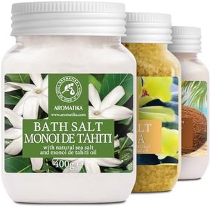 Sels de Bain Set 3x400g de Monoï de Tahiti - Coco - Vanille - Naturelle Sels - Bon Sommeil - Bain Relaxant - Soins du Corps - Bien-être - Sels de Mer Apaisantes et Hydratantes - Détente - Spa