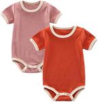 Jimonda Baby Bodysuit, Baby Girls Boys Onesie,Gender Neutral Baby Clothes,Organic Cotton,Pack of 2 (Pink&Orange, 18-24 Months)