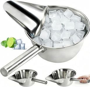 Tlence 2 Pack 55 OZ Stainless Steel Utility Scoops, Metal Flat Bottom Ice Scoop, Large Multipurpose Kitchen Food Serving Scooper for Flour Popcorn Coffee Bean, Right Hand, Dishwasher Safe, 1.72 Quart