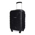 THE CLOWNFISH Arsenio Series Luggage Abs Hard Case 4 Wheels Suitcase Four Spinner Wheels Trolley Bag - Black (55 Cm, 22 Inch), Small