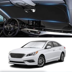 Custom Fit Sonata Windshield Sunshade for 2014 2015 2016 2017 2018 2019 Hyundai Sonata Front Window Shade Cover for Windshield Sun Visor Protector 210T Reflector Blocks UV Rays Cooler Car Accessories