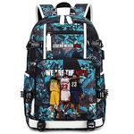 Basketball Player Star Legend Never Ends Multifunction Backpack Travel Student Laptop Daypack Fans Bookbag For Men Women (Sea Blue - Pattern 1)