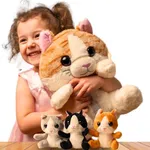 Orange Large Cat Stuffed Animal - Mommy & 3 Cute Baby Kittens Inside Belly - Soft Plush Cat Family Set for Girls, Kids & Toddlers Ages 3-8 - Adorable Kitty Cuddle Toys, Ideal for Christmas, Birthday