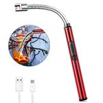 MOSUO Candle Lighter, Rechargeable Electric Arc Lighter Ignition Lighter with USB Cable, Windproof Flameless Electronic Lighters for Kitchen, Barbecue, Candles, Gas Stove, BBQ, Fireworks, Red