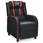 DORTALA Massage Gaming Recliner Chair, PU Leather Single Recliner Sofa, w/Footrest and Lumbar Cushion, Adjustable Modern Living Room Recliner, Home Theater Seating,Red