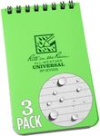 Rite in the Rain Florescent Top Spiral Notebook, 3” x 5”, Hi Vis Green Cover, Universal Page Pattern, 3 Pack (No. HV935-3)