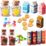 BDSHUNBF 19 Pieces Miniature Food Drink, 1:12 Scale Miniature Dolls House Food Accessories, Mini Food Drink, Miniature Kitchen Accessories, Mini Pretend Play Food Set, for Barbie Doll House