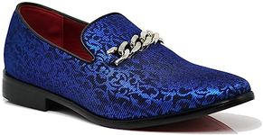 ARK1 Men's Vintage Satin Silky Floral Fashion Dress Loafer Slip On Tuxedo Formal Dress Shoes Designer, R Blue (29), 5.5 UK