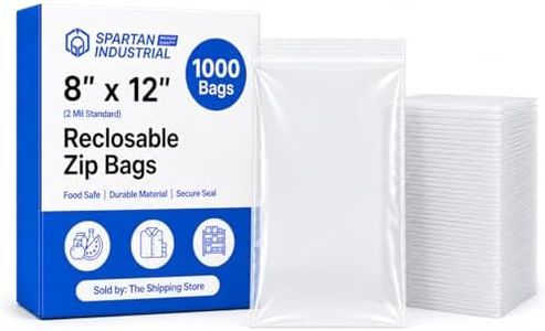 Spartan Industrial - 8” X 12” (1000 Count) 2 Mil Clear Reclosable Zip Plastic Poly Bags with Resealable Lock Seal Zipper