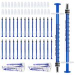30Pcs 1ml Syringes Plastic Syringes with Caps No Needle Syringe with Measurement Colostrum Syringe for Lab, Pet Feeding, Plant Watering, Liquid Measuring