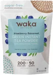 Waka Instant Green Tea Mix, Blueberry Flavored - 100% Tea Leaves and Natural Flavor, No Additives, Unsweetened Tea Powder in Bulk Pouch – Easy Quick Hot and Iced Teas, Up to 200 Cups (4.5oz)