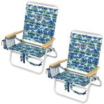 Tommy Bahama Beach Chair, Polyester, Blue Tropical Leaves, 35.43"x24.69" x 25.2"