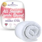 Slumberdown All Seasons 15 Tog Double Duvet - 4.5 Tog Cool Summer Plus 10.5 Tog All Year Round 3 in 1 Combination Quilt - Soft Touch Cover, Hypoallergenic, Machine Washable, Size (200cm x 200cm)