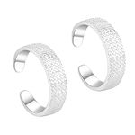 Silver Chest 925 Toe Ring Silver For Women - Pair of 2 Adjustable Size Self Design Sterling Silver Toe Rings Bands