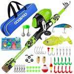 ODDSPRO Kids Fishing Pole - Kids Fishing Starter Kit - with Tackle Box, Reel, Practice Plug, Beginner's Guide and Travel Bag for Boys, Girls