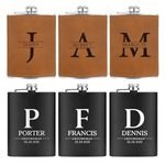 Ugiftcorner Personalized Gifts for Men Initial Engraved Flask for Wedding Bachelor Party Monogrammed Gifts for Him Boyfriend Husband Dad Stainless Steel Hip Flasks for Liquor for Men 8OZ Flasks 1 Pcs