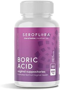 Seroflora Boric Acid Vaginal Suppositories - Promotes Vaginal pH Balance and Odor Control with USP Medical Grade Fine Powder, Easy Dissolve, Made in USA -600 mg 60 Count