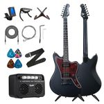 TOSTAR Electric Guitar Kit, P90 PICKUP 39 inch Full Size Solid Guitar with Amp, Right Handed + Straps + 4*Guitar Picks + 6*String Set + Tuner + Cable + Electric Guitar Bag, TJM-160-SBK