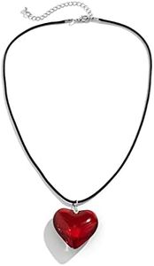 Mullike Chunky Puffy Heart Choker Necklace for Women Big Glass Heart Pendant Necklace With Elegant Braided Bow Adjustable Goth Black Velvet Chain Y2K Trendy Jewelry Gifts for Teen Girls, Glass, glass