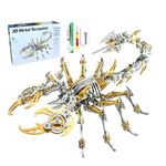 3D Metal Puzzles for Adults DIY Scorpion King Model kit Mechanical Insect Hobby Assembly kit Building Blocks Craft Toys (Gold)