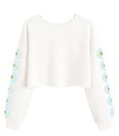 Imily Bela Girls Sweatshirt jumper Kids Long Sleeve Short Pullover for for 3-14 Years, White, 130