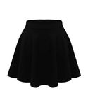 janisramone Kids Girls Children New Plain Flippy Flared High Waistband Stretch Short Mini Skater Skirts Black