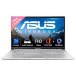 ASUS Vivobook 15,13th Gen,Intel Core i7-13620H(Intel UHD iGPU/16GB RAM/1TB SSD/FHD/15.6"/60Hz/Backlit Keyboard/42Whr/Windows 11/M365 Basic (1Year)*/Office Home 2024/Cool Silver/1.7 Kg)X1502VA-BQ1299WS