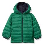 Amazon Essentials Kids Boys Light-Weight Water-Resistant Packable Hooded Puffer Jackets Coats, Green, Small