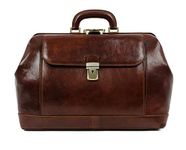 Time Resistance Leather Doctor Bag with Key Lock - Hand Dyed by Vegetable Tanning - Medical Satchel Briefcase - Unisex (Brown)