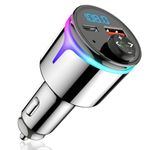 Bluetooth FM Transmitter, Bluetooth 5.3 Car Adapter, 48W Max Dual Fast Car Charger Kit, All-Metal Wireless Radio Receiver, Hi-Fi Music Player, Noise Cancelling Hands-Free Calling