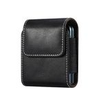 HITFIT Multi Function Leather Mobile Pouch Belt Clip Cases for Samsung Galaxy Z Flip 5G / Samsung Galaxy Z Flip - Black