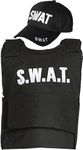 GREY LOOK Adult SWAT Team Vest & Cap Fancy Dress Costume Police FBI Tactical Military Uniform