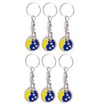 Pack of 6 x Shopping Trolley Token UK Keyring £1 Coin Shape Pound Tokens Key Ring for Supermarkets Locker Gym (6 x Moon&Star)