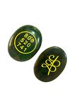 Shivalaya Gems Crystal Green Jade Crystal Stone Money Switch Word Zibu Symbol for Prosperity and to Attract Money and Luck Natural Cabochon Oval Shape Gemstone Green Jade Money Coin