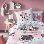 Disney Minnie Mouse Bed Linen - Children's Bed Linen - 1 Pillowcase 80 x 80 cm + 1 Duvet Cover 135 x 200 cm - 100% Cotton