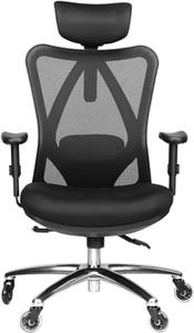 Duramont Ergonomic Adjustable Office Chair with Lumbar Support and Rollerblade Wheels - High Back with Breathable Mesh - Thick Seat Cushion - Adjustable Head & Arm Rests, Seat Height - Reclines