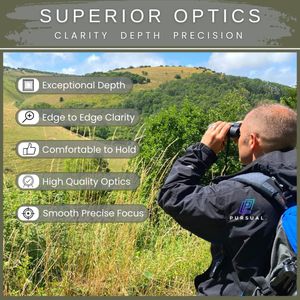 PURSUAL 10x42 HD Binoculars – Compact Waterproof BAK-4 FMC for Bird Watching, Sports, Travel