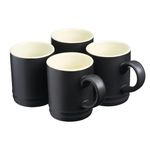 Cooks Professional 4 Piece Espresso Cup Set | Made from Durable Stoneware | Black