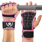 MAVA Open Gym Gloves for Women & Men | Padded Weight Lifting Gloves with Wrist Support for Comfort, Protection | Strong-Grip Fingerless Workout Gloves | Multi-Use, Anti-Sweat Gym Accessories (Pink S)