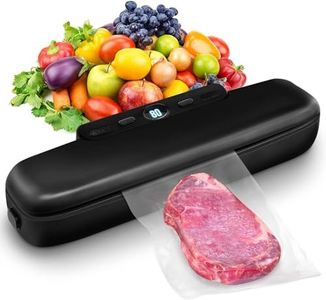 MeteMake Vacuum Sealer, Automatic Food Saver Vacuum Sealer Machine One-Touch Vacuum Sealing for Dry & Moist Food Preservation, Compact Vacuum Packer Machine with 10Pcs Vacuum Sealer Bags (Black)