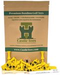 Castle Tees Original Yellow 40 pcs x 45mm 1 ¾ inch Yellow Premium Bamboo Golf Tees Free Pitch Repair Tool, Ball Marker & Pencil. Twice the strength of regular bamboo very strong A Great Golf Gift