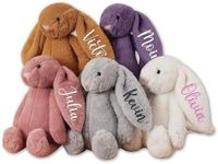 Personalized Easter Bunny Plush - Embroidered Name Bunny Stuffed Animal, Custom Baby Gifts for First Easter, Baptism & Newborn Nursery Decor (Washable Soft Toy)