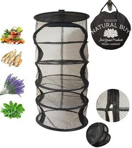 9 Inch 5 Level Micro Hanging Dry Net Indoor/Closet Drying Rack for Herbs, Plants, Organizer, Freshner - Black Mash Screen with Top-to-Bottom Zipper - Apartment Size with Zipped Storage Pouch