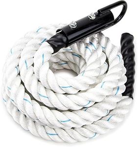 Crown Sporting Goods 1.5" Gym Climbing Rope for Adults (12-foot) - Poly Dacron Twist with Carabiner Eyehook - Strength Conditioning, Physical Education Fitness Equipment, Home Workout