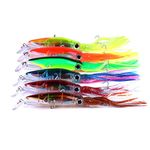 East Rain Squid Swimbait Hard Lures Lingcod Rockfish Saltwater Fishing Octopus Jig Head(5.51in/14cm,1.41oz./40g,6 Colors Option)