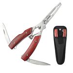 LaJao Fishing Pliers Scissors Curved Forceps fish lip gripper with Hook Remover Split Ring Line Cutter Multi Tools Fishing Accessories Tackle Kit with Sheath Ideal for Flesh and Sea Fishing